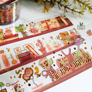Washi tape | Succulent wizard's shelf (clear tape with gold foil)