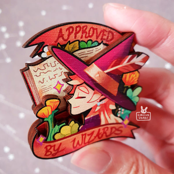 Wooden pin Wizard approved whiterabbitcafe