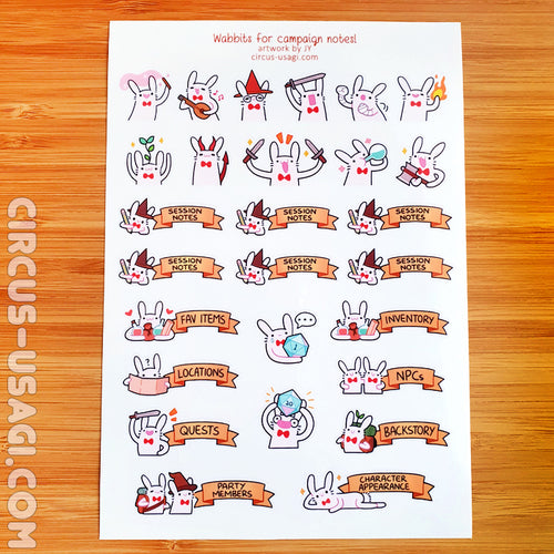 Transparent sticker sheet | Wabbits for campaign notes
