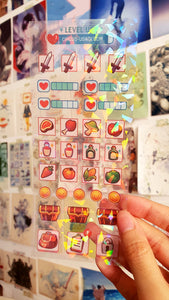 Transparent sticker sheet (rainbow holo) | Level up