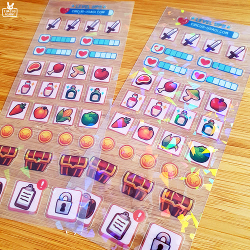 Transparent sticker sheet (rainbow holo) | Level up