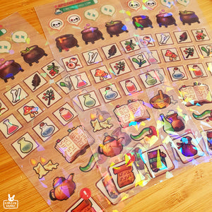 Transparent sticker sheet (rainbow holo) | Apothecary sim