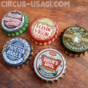 Bottle cap buttons | Alchemist's Brew