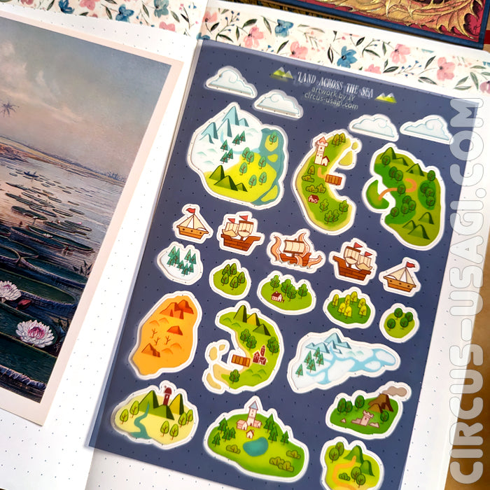 Transparent sticker sheet | Land across the sea