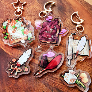 Acrylic charms | Spellbooks and quills (linked charms)