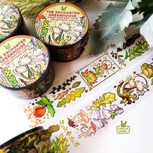 Load image into Gallery viewer, Washi tape | The Enchanted Greenhouse (clear tape with gold foil)