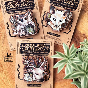 Wooden pin-on | Woodland creatures II