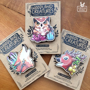 Wooden pin-on | Woodland creatures