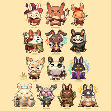 Load image into Gallery viewer, Sticker sets | DnD classes as wabbit (set of 5 or 13)