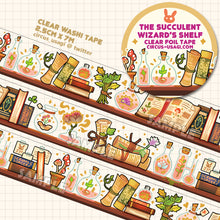 Load image into Gallery viewer, Washi tape | Succulent wizard&#39;s shelf (clear tape with gold foil)